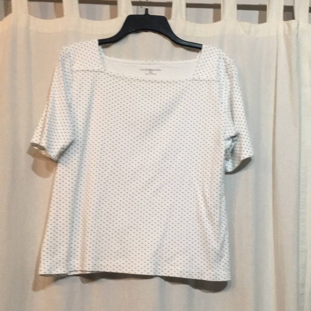 Square neck top, polka dot, petite large